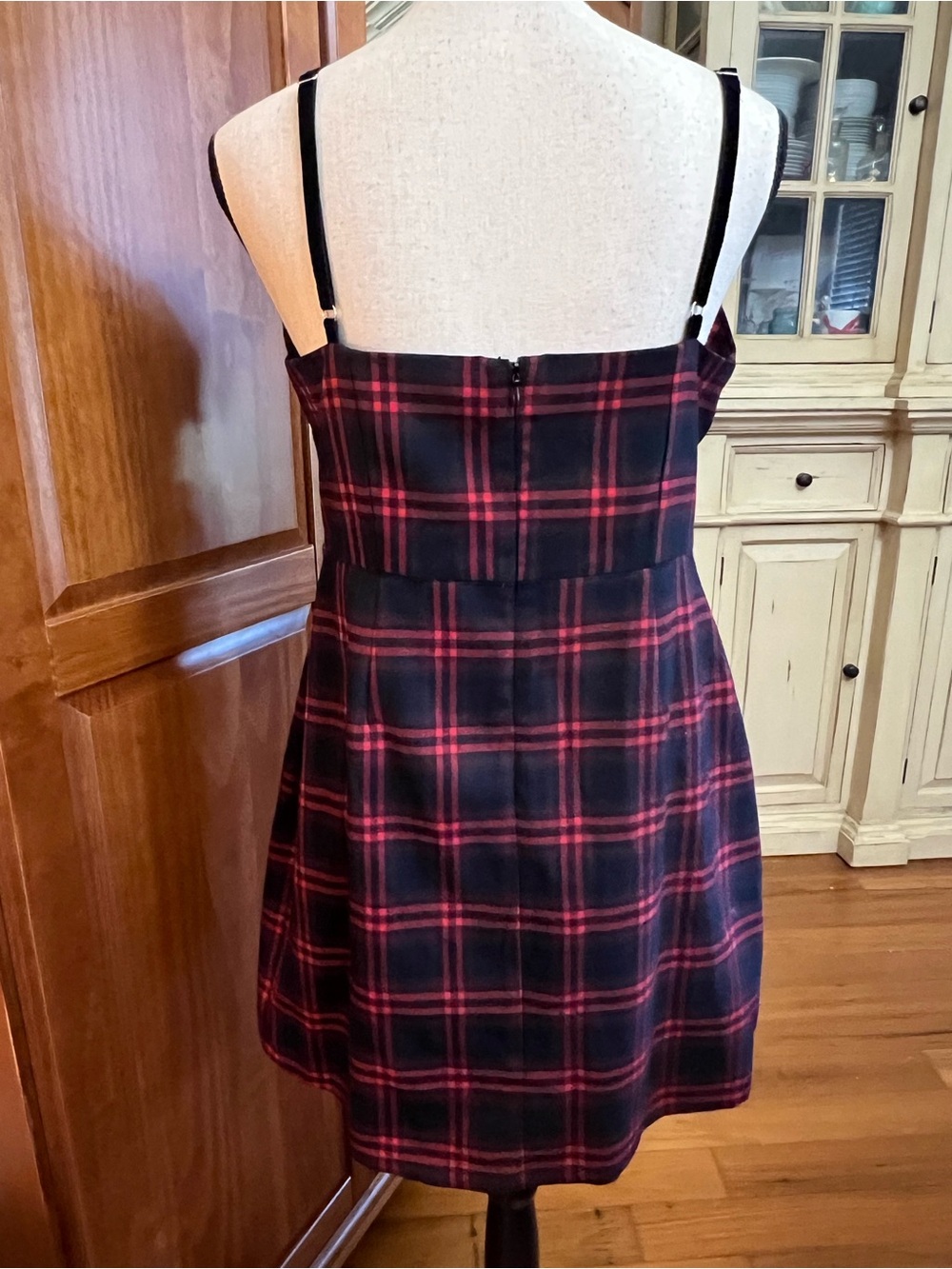Avec Les Filles Red Plaid Bow-Front Mini Dress - Picture 6 of 10